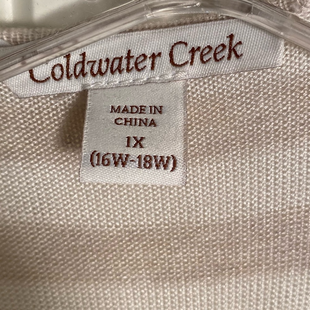 NWT Coldwater Creek Long Knit Drape Vest. Tan and White Stripe. Size 1X - Picture 4 of 4